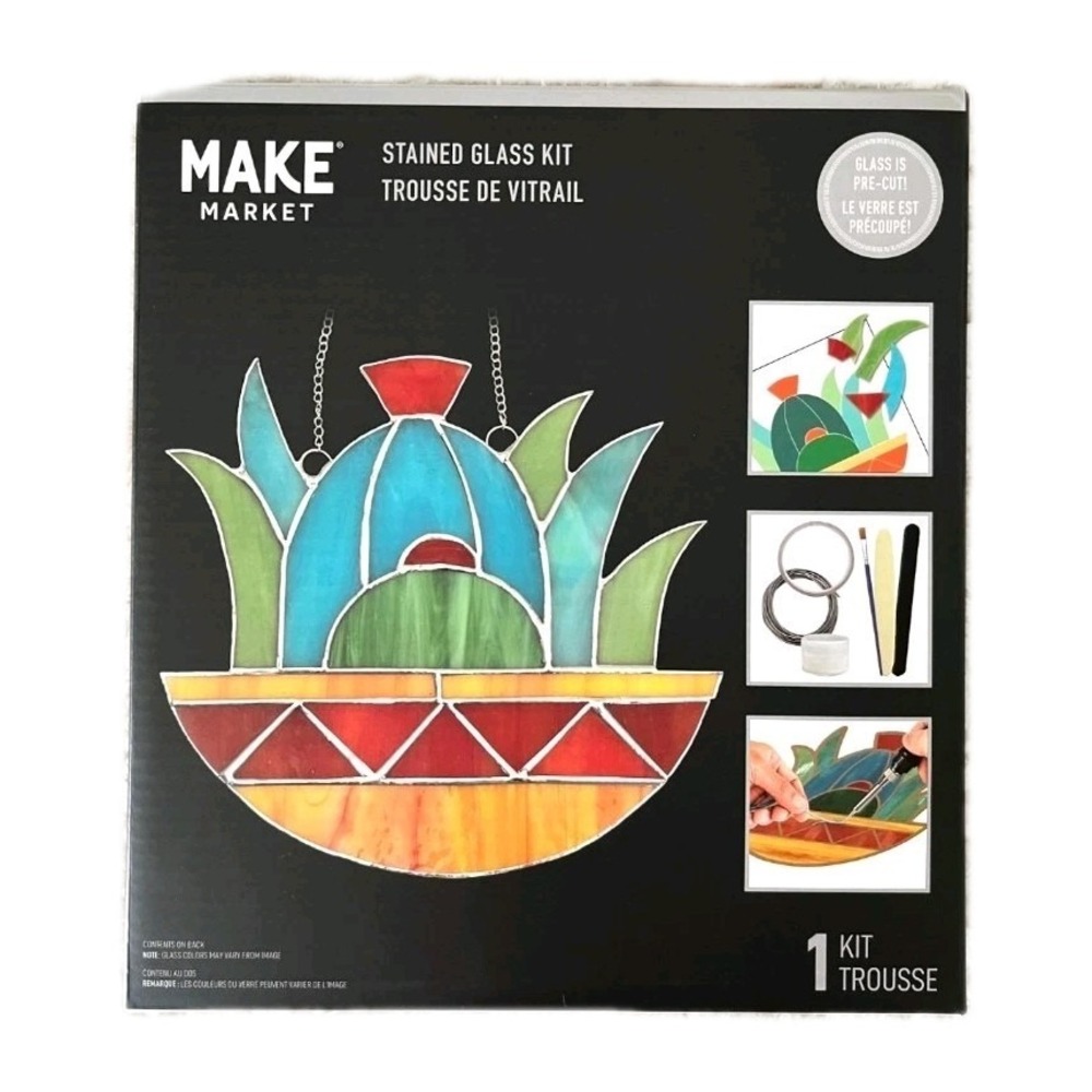 DIY Stained Glass Sun Catcher Kit. Potted Cactus Southwestern New in Box Sealed
